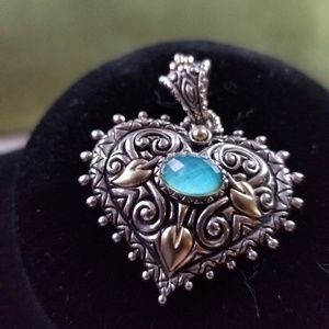 18K & Sterling Silver Tourq Heart Barbara Bixby
